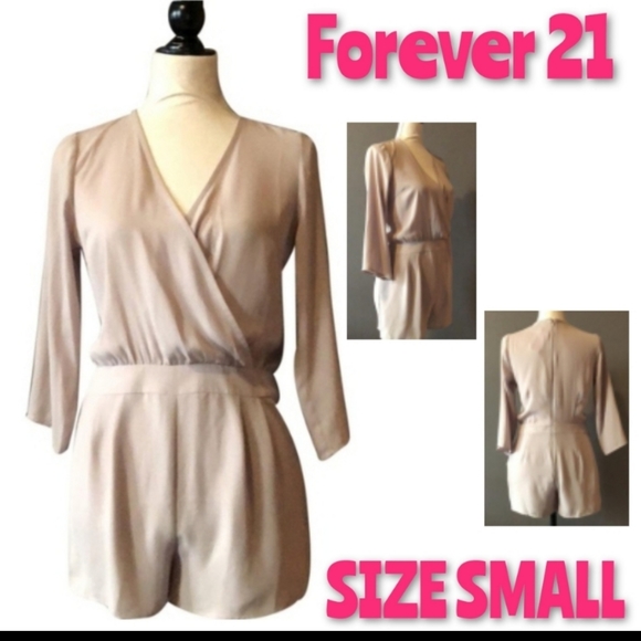Forever 21 Pants - Forever 21 Cream Romper Size S Chiffon Cross Over